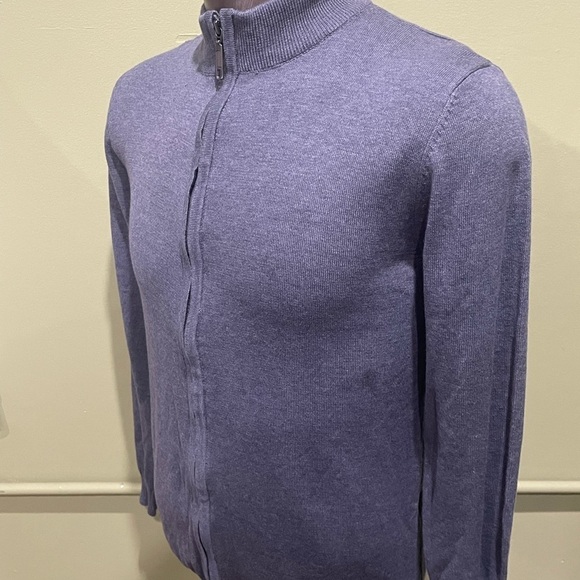 Lavane sweater zipper up mock neck gray regular fit stretchy - Picture 3 of 3